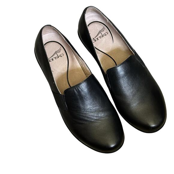 Dansko Black Nappa Leather Addy Slip On Comfort Shoes Size 39 8 - Picture 1 of 11